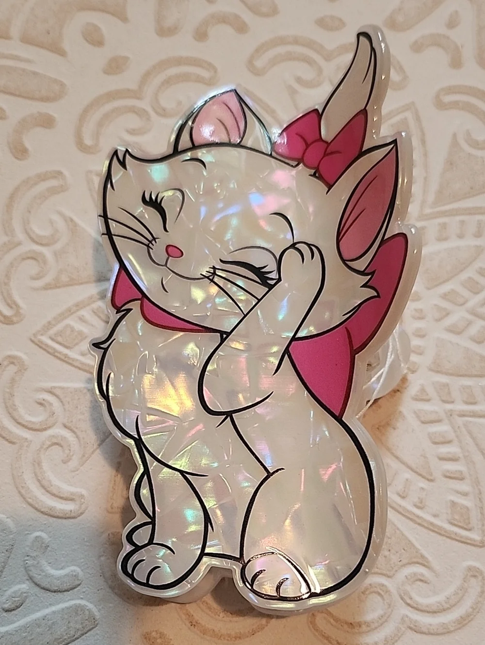 Disney Aristocat Marie White Pink Acrylic Lightweight Claw Clip